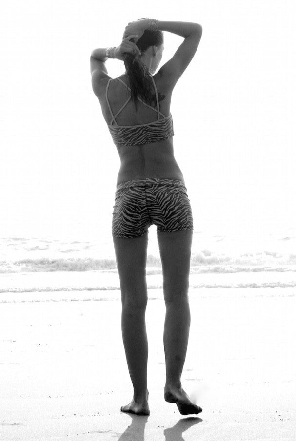 Yoga Hotpants - Grey Zebra - Beach Shorts - FUNKY SIMPLICITY