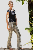 Flared leggings - Snake Cream Brown - FUNKY SIMPLICITY