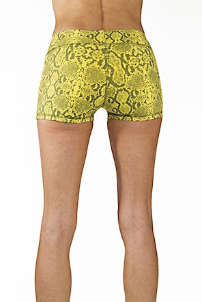 Yoga Hotpants - Yellow Grey Snake - Beach Shorts - FUNKY SIMPLICITY
